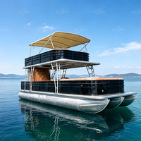 Grand bateau ponton de luxe à grande vitesse pour sports nautiques, yacht à double pont de 30 pieds, avec toboggan en aluminium de haute qualité pour les loisirs