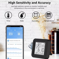 Termómetro Higrómetro Digital Inteligente Wi-Fi Graffiti con Control por APP, Infrarrojos, Alimentación USB, Material de PC para Uso con Aire Acondicionado