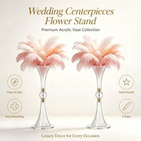 Décoration de mariage Cristal acrylique transparent Support de fleurs de mariage Pièce centrale pour table de mariage