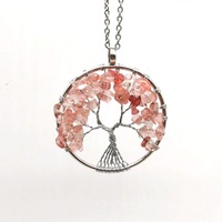 AONAYA Pierre d'améthyste brute naturelle de haute qualité Pendentif arbre de fortune Bijoux de guérison en cristal coloré