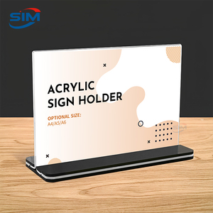 Support de menu de table portable en acrylique double face, présentoir de prix avec <span class=keywords><strong>base</strong></span> antidérapante pour une montage facile - Product Image 1