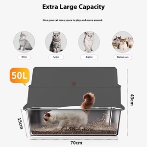 2026 OEM Caixa de Areia para Gatos de Aço Inoxidável com Entrada Extra Larga, Tampa Articulada e Cobertura Metálica, Fácil de Limpar - Product Image 5