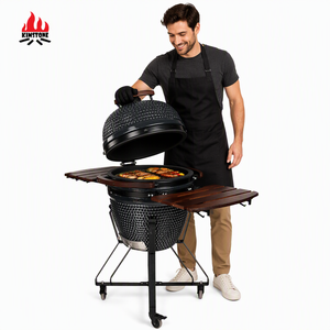 Kimstone Cerámica para Exteriores, Parrilla Redonda de Carbón, <span class=keywords><strong>Kamado</strong></span> <span class=keywords><strong>Joe</strong></span>, Ahumador de Barbacoa Portátil Ajustable para Fiestas, Uso Doméstico, 21 Pulgadas - Product Image 4