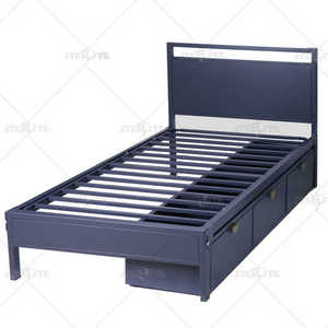 <span class=keywords><strong>Salvaspazio</strong></span> ferro metallo struttura letto singolo KD camera da letto Hotel portatile singolo formato acciaio letto con armadio di stoccaggio inferiore - Product Image 3