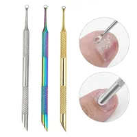 Stylo de manucure à double tête en acier inoxydable pour l'exfoliation, préparer la peau morte, cercle, biseau, pelle à cuticules
