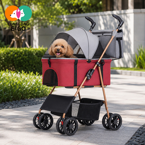 Poussette pliable légère pour animaux de compagnie, avec panier détachable et poignée rotative à 360°, pour chiens et chats de petite et moyenne taille, idéale pour l'extérieur - Product Image 1