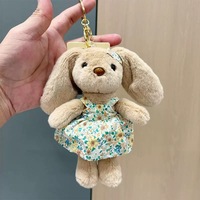 Porte-clés en peluche personnalisé avec logo OEM, lapin en peluche doux avec robe, mini porte-clés en peluche moelleux pour cadeau