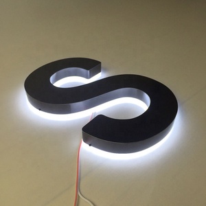 Letrero Luminoso Hola de Acero Inoxidable Negro de Alta Calidad, Resistente al Agua, con Retroiluminación LED para Tienda - Product Image 2