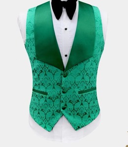 Abito da ballo classico da uomo da sposa smoking <span class=keywords><strong>verde</strong></span> <span class=keywords><strong>verde</strong></span> <span class=keywords><strong>verde</strong></span> damasco Tuxedo 3 pezzi abiti da uomo - Product Image 4
