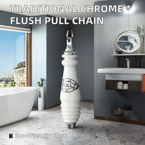 Buterfleoge Robinet de <span class=keywords><strong>chasse</strong></span> <span class=keywords><strong>d</strong></span>'<span class=keywords><strong>eau</strong></span> traditionnel victorien en céramique et laiton chromé avec chaîne en acier inoxydable pour réservoir haut, économie <span class=keywords><strong>d</strong></span>'<span class=keywords><strong>eau</strong></span> - Product Image 5