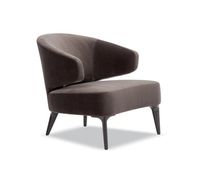 Fauteuil de détente en tissu gris, dossier incurvé fermé, pieds en métal, pour hall d'hôtel, salon d'hôtesse et salle VIP