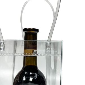 Sac fourre-tout en PVC transparent imperméable, sac à bandoulière transparent en gelée, sac de shopping personnalisé en PVC transparent pour vin, vente en gros - Product Image 4