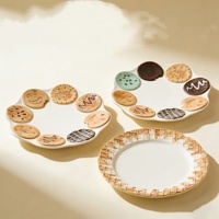 Assiette en céramique style Ins, couleur sous-glaçure, compatible micro-ondes, pour hôtels et usage domestique, assiette de table hautement esthétique, forme irrégulière