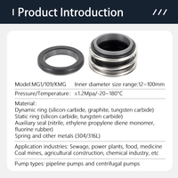 Joint d'étanchéité de pompe à faible MOQ MG1 12-100mm haute température basse pression compatible avec le remplacement du joint Burgmann MG1