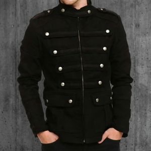 Men Black <b>Gothic</b> Steampunk Vintage Spring Streetwear Zipper Bomber <b>Jacket</b> - Product Image 3