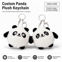 Ensemble de porte-clés en peluche Panda, pompon sphérique en fourrure, porte-clés mignon en peluche, OEM ODM, vente en gros personnalisée
