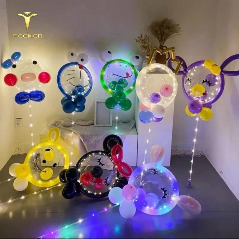 Balon Bobo logam dengan desain ubur-ubur tiup LED