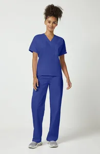 Conjunto de Uniforme Médico Azul Rey para Mujer al por Mayor: Blusa de Manga Corta con Cuello en V y Pantalones Rectos a Juego, Cómodo y Transpirable - Product Image 3