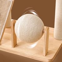 Arbre à chat moderne en bois massif avec poteau à gratter en sisal naturel, 2 niveaux réglables, durable, facile à assembler, emballé en carton