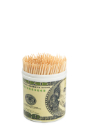 Support de cure-dents en bambou biodégradable et durable, style dollar, couleur naturelle, 65 mm, marque OEM