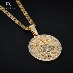 FP1042 Faithya bellamente tallado a mano 18K chapado en oro 5A Rhinestone religioso Saintess Little Angel medalla colgante - Product Image 4