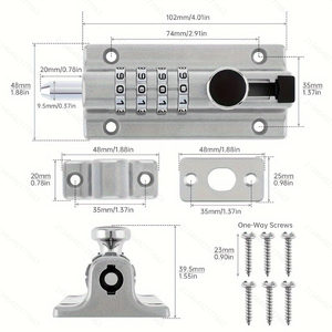Loquet coulissant à double porte en alliage de zinc à 4 chiffres, sans perçage, antivol, avec serrure à combinaison JXD HD09 pour placard, armoire, porte de chambre - Product Image 4