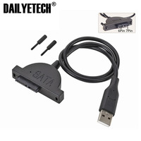 Adaptateur USB 2.0 vers Mini Sata II 7 + 6 13 broches pour ordinateur portable CD/DVD ROM câble de conversion d'entraînement mince avec vis