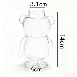 Vasos de Vidrio de Borosilicato Creativos <span class=keywords><strong>con</strong></span> Forma de Oso, Tazas de Café y Vasos de Cóctel, Lindos Vasos de Vidrio <span class=keywords><strong>con</strong></span> Pajitas, Suministro de Fábrica - Product Image 6