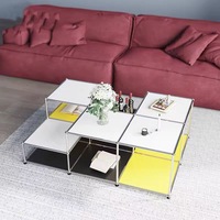 Table basse carrée en acier inoxydable avec miroir en métal moderne minimaliste de luxe Table d'extrémité centrale rotative pour meubles de maison