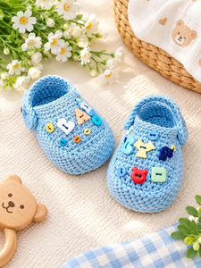 Zapatos de bebé de ganchillo, sandalias infantiles de suela suave, calzado de verano con decoración de botones, calzado para antes de caminar - Product Image 1