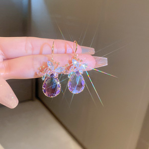 Pendientes de joyería de estilo francés Zircon mariposa gradiente cristal gota de agua pendientes al por mayor - Product Image 6