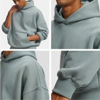 Hoodie personnalisé pour homme 600 g/m² vierge épais surdimensionné en coton doublé polaire à épaules tombantes coupe courte et carrée, pull à capuche pour homme