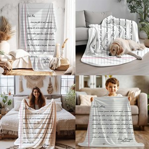 Venta al por mayor de fábrica, regalo personalizado, manta impresa, lavable a máquina, franela gruesa, manta con letras - Product Image 4