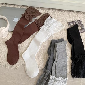 Calze da donna bianche a mezza gamba con effetto Maillard, in cotone, con bordo in pizzo alla moda, calze al ginocchio per <span class=keywords><strong>stivali</strong></span> - Product Image 6