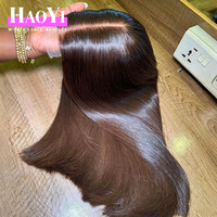 Wig Rambut Manusia Lurus Alami Warna Coklat Tanpa Lem Super Double Drawn SDD Rambut Mentah Vietnam 2x6 HD Lace Closure Wig Bebas Kusut