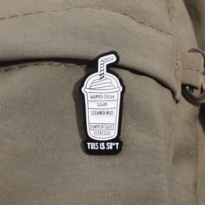 Dies ist Kaffee Emaille Pins benutzer definierte Wasser und Espresso Tasse Brosche Revers Abzeichen Schmuck Zubehör Geschenk für Freunde - Product Image 3