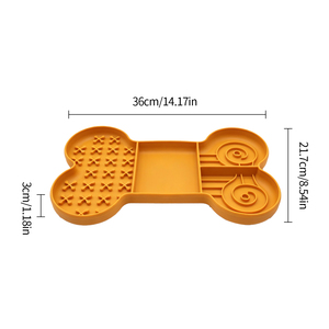 Silicone Pet Lick Mat Bone Design Partitioned <b>Slow</b> Feeding Mat, Dry Wet Separation Suction Base Non Slip for Dogs Cats - Product Image 4