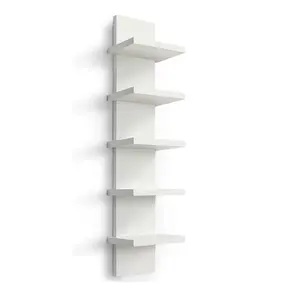 White Vertical Floating Shelf-Narrow Decorative Wall Mount Modern Wall Decor Shelves for Bedrooms