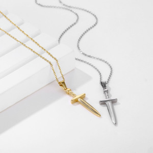 Joyería personalizada para hombre, plata, acero inoxidable, resistente al agua, sin deslustre, colgante de espada, collar de daga de espada Medieval - Product Image 2