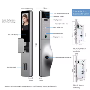 <span class=keywords><strong>Cerradura</strong></span> Inteligente para Puerta con Wifi Tuya, <span class=keywords><strong>Antirrobo</strong></span>, con Reconocimiento Facial, Huella Dactilar, Contraseña, Sin Llave, con Pantalla HD y Cámara, Más Vendida - Product Image 4