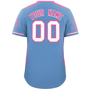 Grosir kosong pakaian olahraga seragam bisbol personalisasi bordir kustom gaya kancing leher V pemuda pria bisbol Jersey - Product Image 4