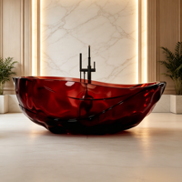 Baignoire autoportante ovale en résine transparente, effet cristal translucide, surface solide, baignoire de luxe moderne pour intérieur