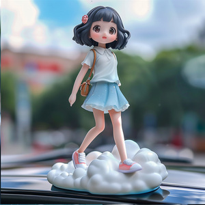 Custom Car <b>Doll</b> On Cloud Girl Cartoon Figurine 4-4.9in Plastic Molded Indoor Decor - Product Image 4