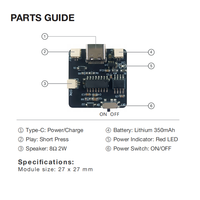 Modul Suara MP3 Kustom Tombol Tekan Pemutar Musik Pengisian Daya Tipe C Baterai 350mAh Speaker 2W Komponen PCB OEM