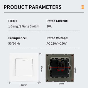 Công Tắc Treo Tường <span class=keywords><strong>2</strong></span> Chiều Tiêu Chuẩn EU Công Tắc Nút Nhấn Gắn Tường Điện An Toàn Bảng Màu Đen/Vàng/Trắng/Xám - Product Image 2