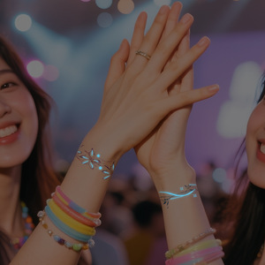 Nuevas pegatinas de tatuaje de pulsera que brillan en la oscuridad para parejas, pegatinas de tatuaje de pulsera que brillan en la oscuridad de color azul. - Product Image 1