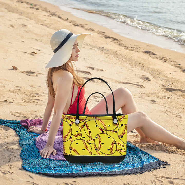 Summer Colorful Fashion Women EVA Beach Bag High Capacity Waterproof  Silicon Bag Hand Rubber Beach Tote Bag Ues OEM