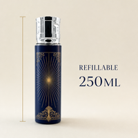 Flacon de parfum vide en gros 250 ml, noir mat, design étoilé, étiquette dorée, flacon en verre de luxe rechargeable, logo personnalisé