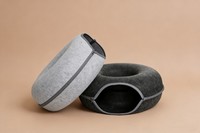 Tempat Tidur Kucing Bentuk Donat, Terowongan Hewan Peliharaan, Pola Solid, Bahan Felt, Dapat Dilepas dan Dicuci, Rumah Hewan Peliharaan untuk Semua Musim, untuk Anjing dan Kucing