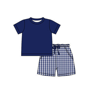 Ensemble de vêtements pour bébé garçon, style boutique personnalisé BSSO1882, bleu marine, tenues d'été, vente en gros - Product Image 1